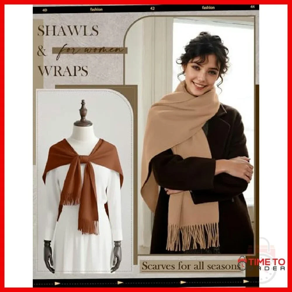3 Pack Winter Scarves Soft Pashmina Shawl Wraps 75
